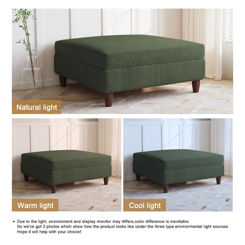 Corduroy Accent Chair with Ottoman Modular Couch Sectional Sofa