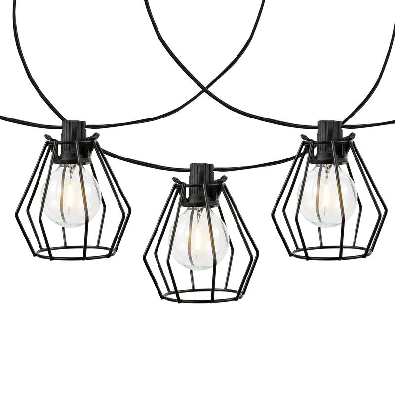 SAFAVIEH Lighting Aitana 10 Ft LED Outdoor String Lights - Black - 120Wx3Dx4H