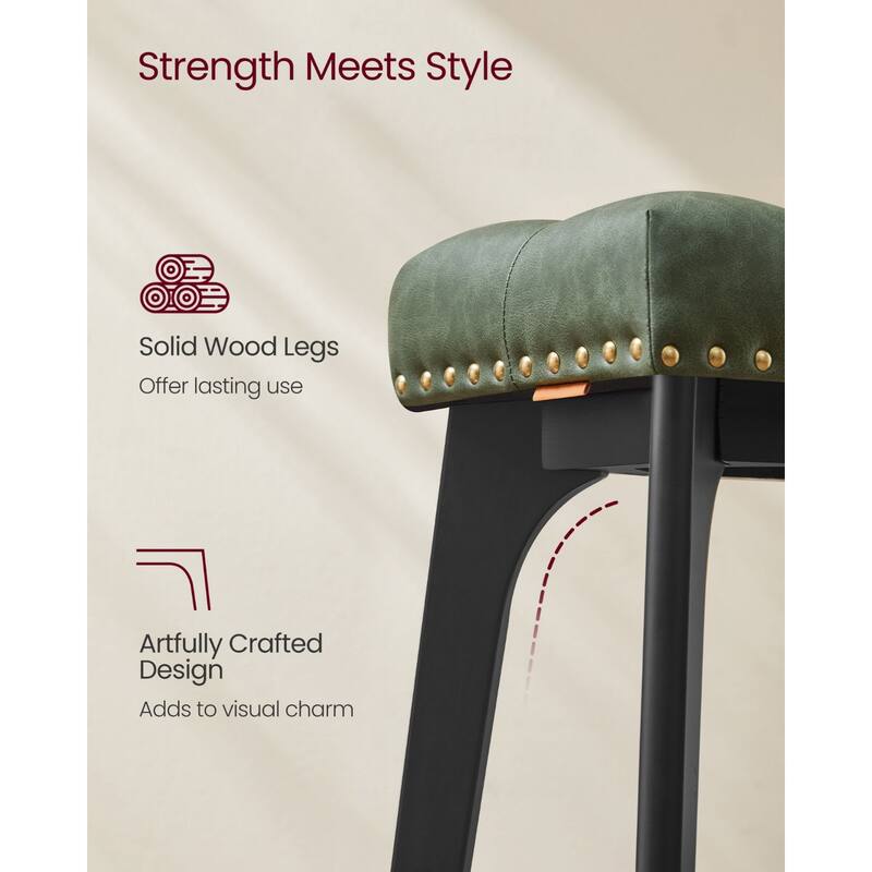 Set of 2 Counter Height Bar Stools Modern Kitchen Barstools with Backrest Perfect for Island or Counter - 12.6"D x 17.3"W x 26"H