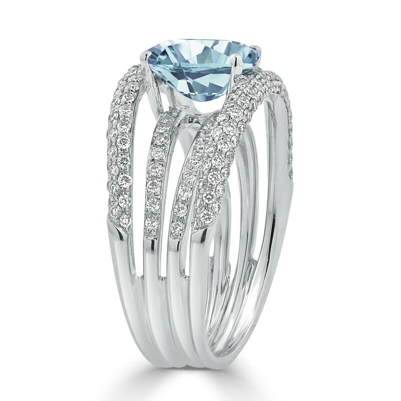 Auriya 1 1/2ct Oval Aquamarine and Diamond Ring 9/10ctw 18K Gold