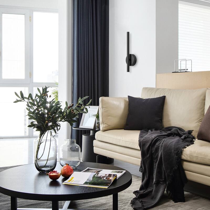 15.7 in. Modern Gold/Black Linear Bathroom Vanity Light Dimmable Integrated LED Wall Light