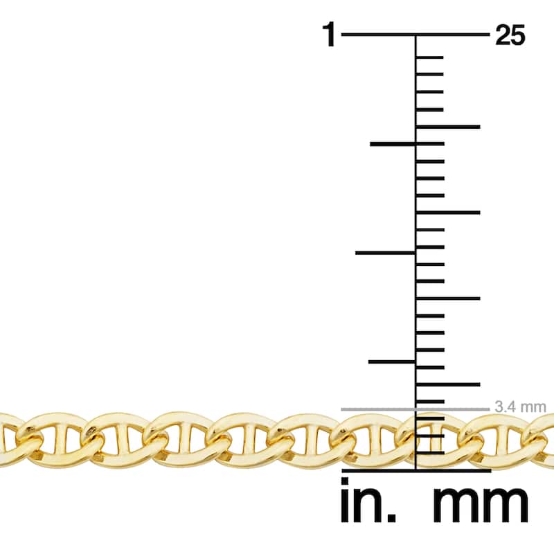 14k Yellow Gold Filled 3.4 mm Mariner Link Chain Necklace For Men and Women