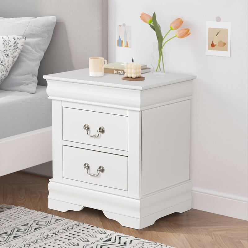 Modern White Two Drawers NightStand