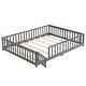 preview thumbnail 2 of 22, Full Size Floor Bed with Safety Guardrails and Door, Solid Wood Platform Frame for Children