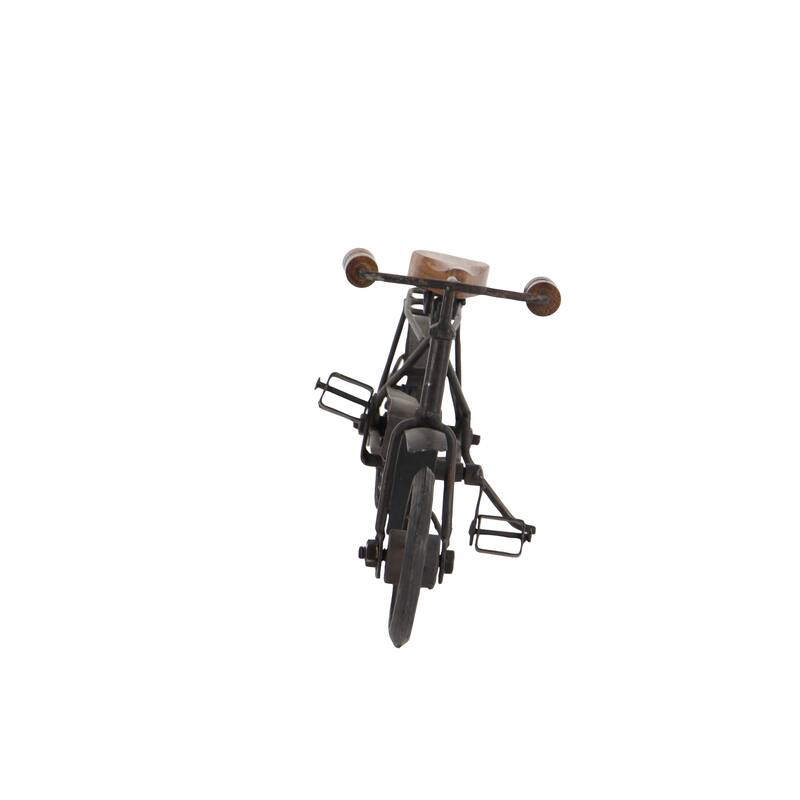 Black Metal Bike Decorative Sculpture with Wood Accents (Set of 2) - 11 x 4 x 7