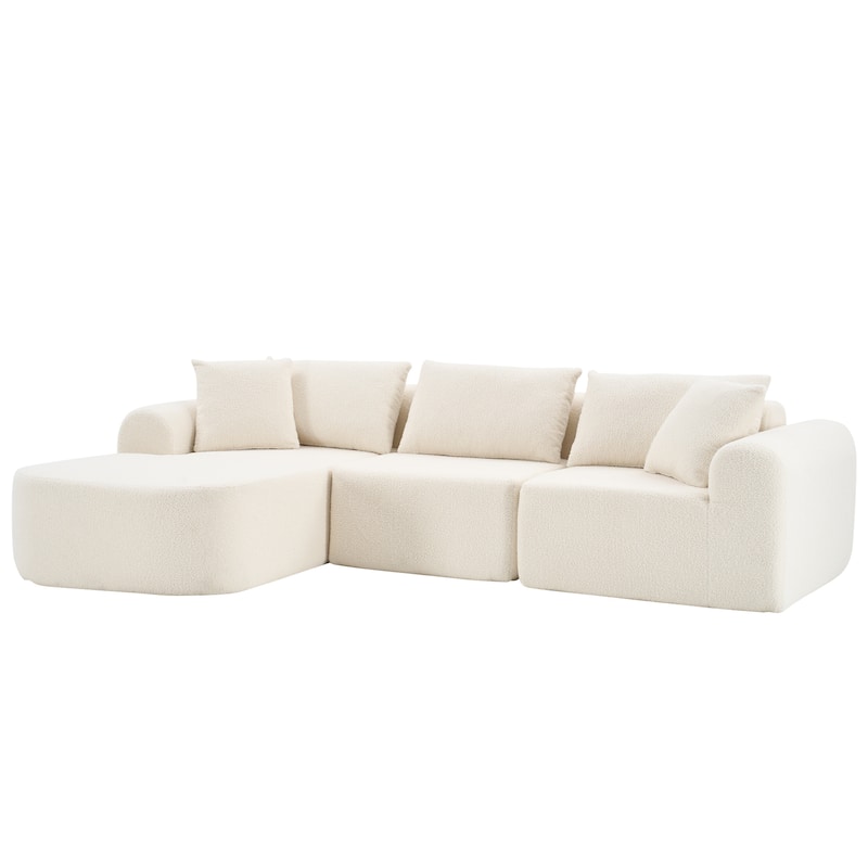 Dovelina Teddy Fabric Foam-Filled Sleeper Sofa Chaise for Living Room