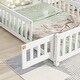 preview thumbnail 6 of 7, Twin Size Montessori Floor Bed with Fence and Door, House-Shaped Headboard Floor Bed, Wooden Twin Kids Bed Frame for Boys Girls