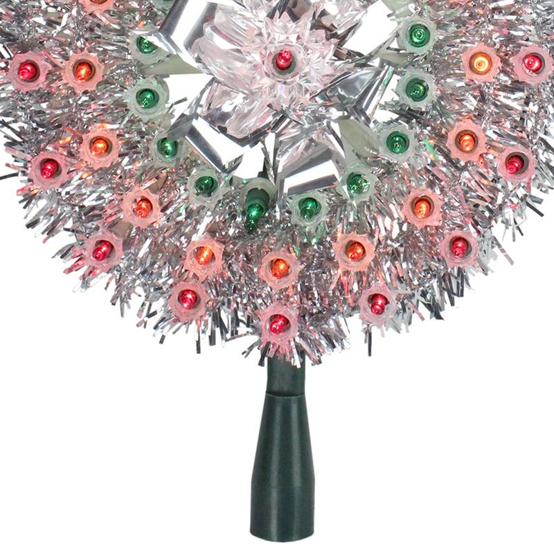 8" Pre-Lit Silver Starburst Christmas Tree Topper - Multicolor Lights - 8