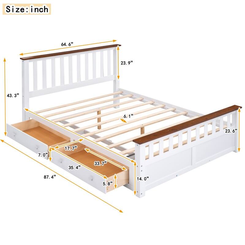 3-Pieces/1-Piece Bedroom Sets Full/Queen Size Platform Bed with Nightstand(USB Charging Ports) and 6-Drawer Storage Chest