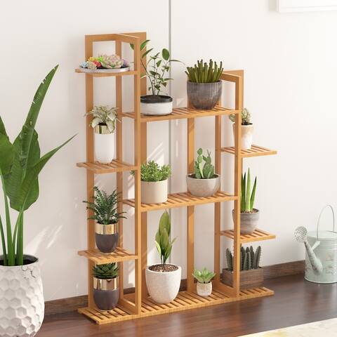 FAMAPY 13 Seat Wood Plant Stand Indoor Outdoor Display Stand - Standard