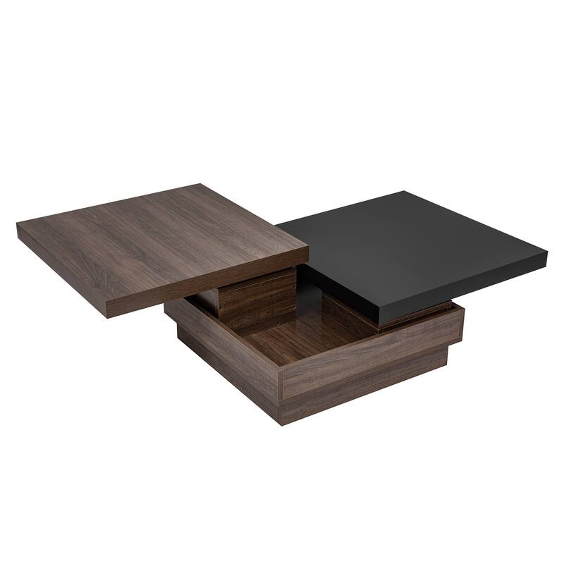 35.4" Modern Coffee Table with Rotatable Top and 1 Hidden Storage Space