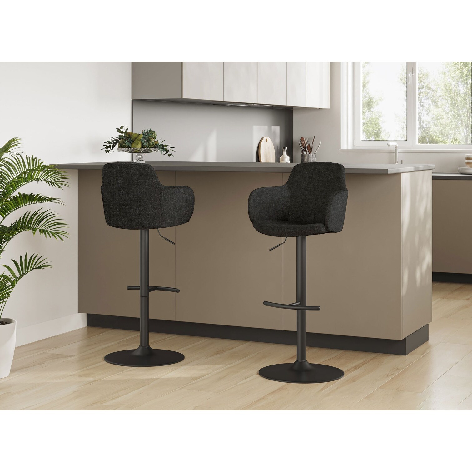 Strick & bolton harley adjustable matte black bar stool clearance