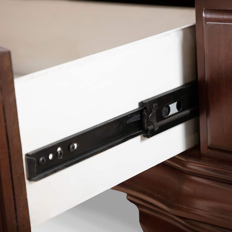 Furniture of America Cresswell Traditional Dark Cherry and Oak Stone Top 3-Drawer Nightstand