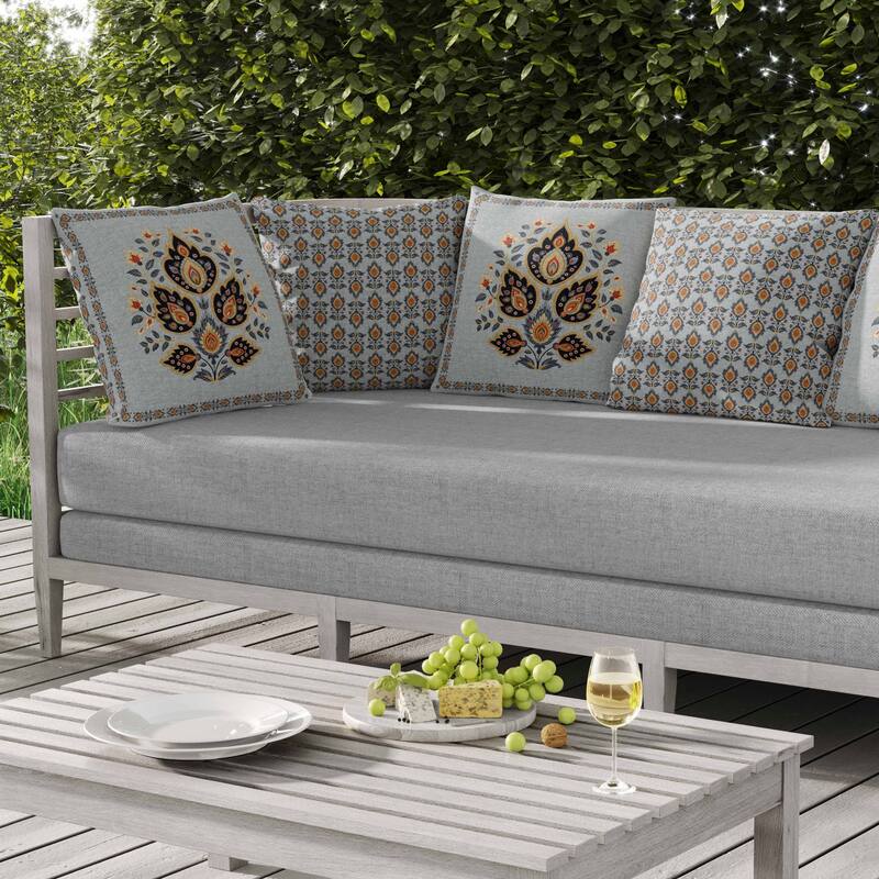 Vintage Verve Indoor/Outdoor Reversible Throw Pillow Blue and Black