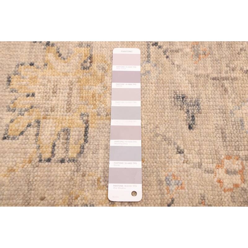 ECARPETGALLERY Hand-knotted Modern Oushak Light Grey Wool Rug - 4'1 x 5'10