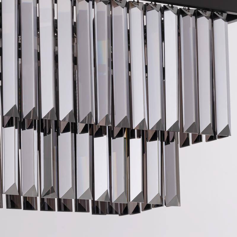 40 in. Smoky Grey Modern Crystal Chandelier 7-Light Linear Chandelier Kitchen Island Pendant Light for Dining Room
