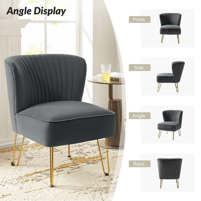 Barto Modern Velvet Tufted Side Chair with Golden Legs by HULALA HOME