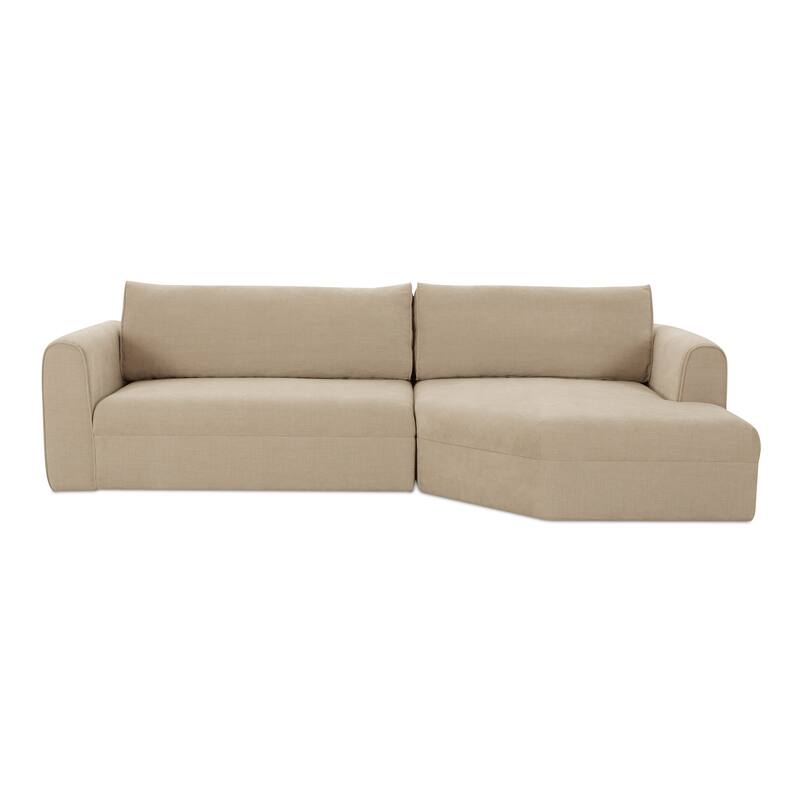 NADAAL STUDIOS Talorin Left-Facing Sectional Sofa, Wide Chaise Seating, Seats 4, Heritage Pink Chenille Fabric - Cool Beige - Right Facing