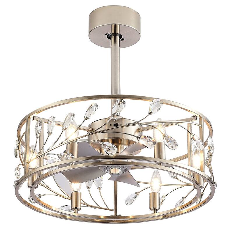 20" Caged Ceiling Fans with Crystal Lighting Kit Remote Control - 20 Inch