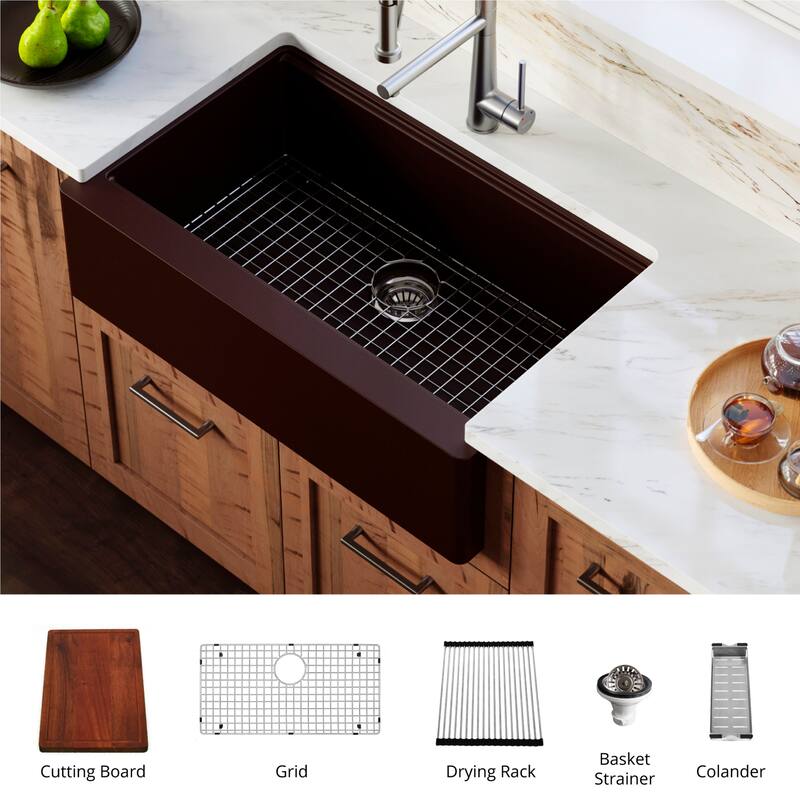 Karran USA QAWS-740 Quartz QAWS Series 34" Farmhouse Single Basin