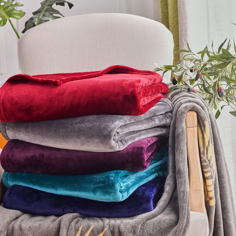 Large Solid Velvet Plush Fleece Blanket