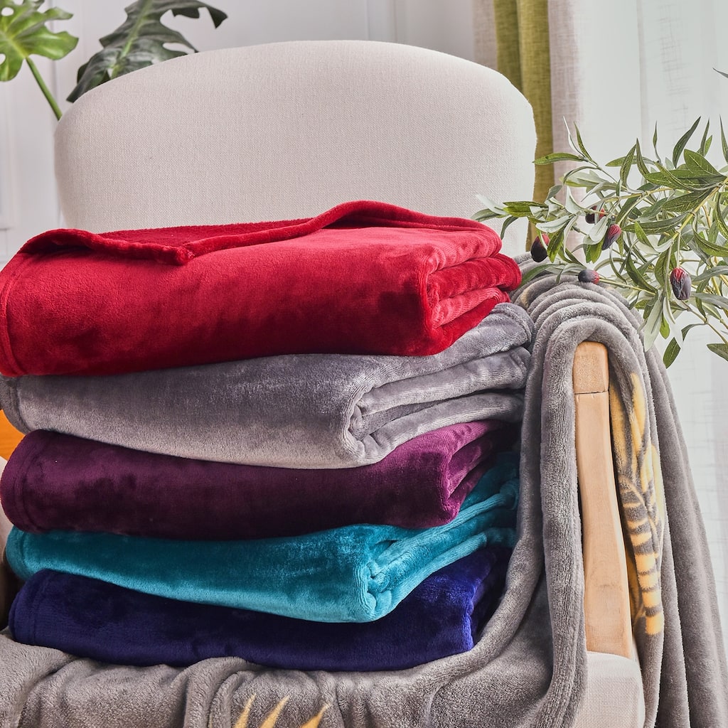 Large Solid Velvet Plush Fleece Blanket