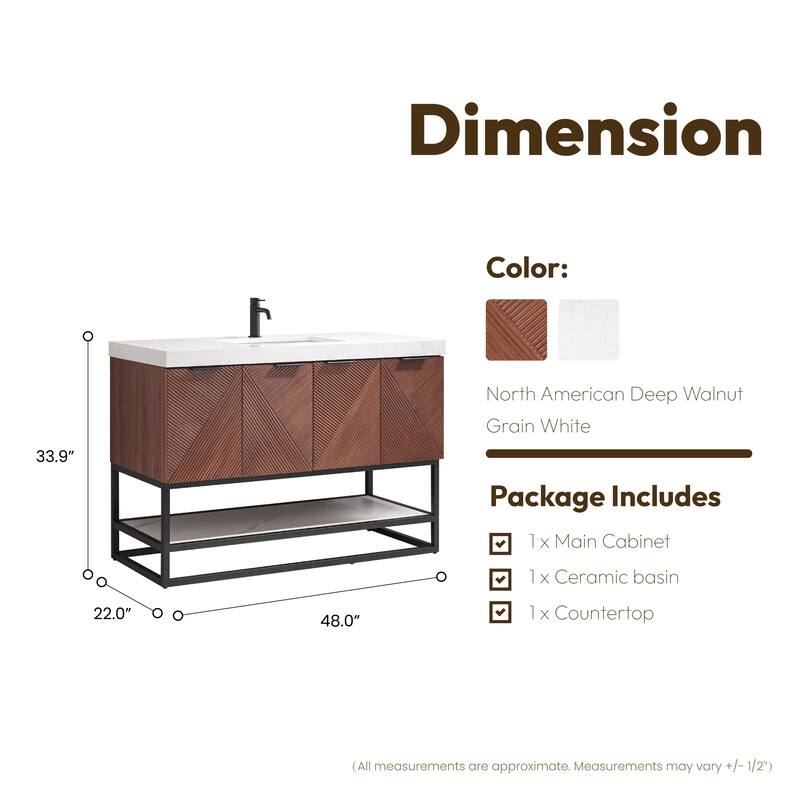 Mahon Single Bath Vanity with Composite Stone Top without Mirror