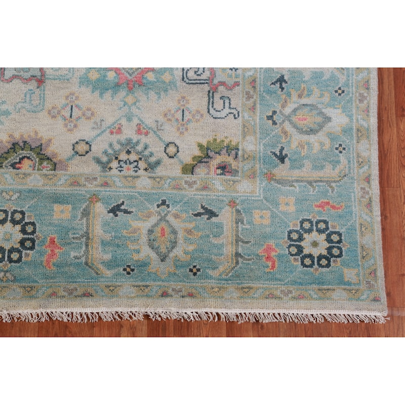 Floral Oushak Indian Area Rug Hand-Knotted Oriental Wool Carpet - 8'0" x 10'0"