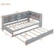 preview thumbnail 107 of 105, L-shape Daybed Wooden Sofa Bed Corner Bed with Bookcase Guardrail Built-in USB Charging Ports, Space-saving Bed