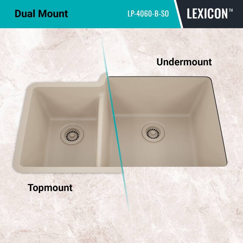 32 Inch Lexicon Platinum Quartz Composite Drop-in Undermount Galaxy Beige - 19" W x 32" L x 9.75" H