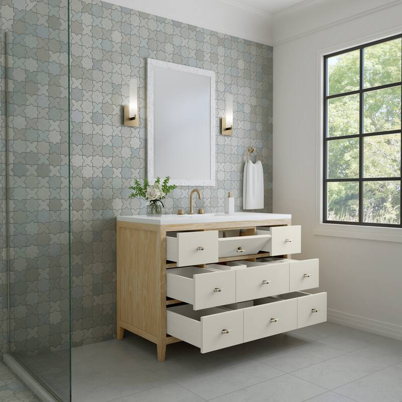 James Martin Vanities Celeste 48" Single Vanity, Sunwashed Oak with Embossed Shagreen
