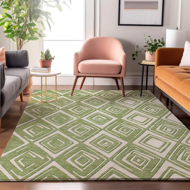 Premium Washable Super Soft Diamond Cascade Mayfield Rug - Green - 3' x 5'