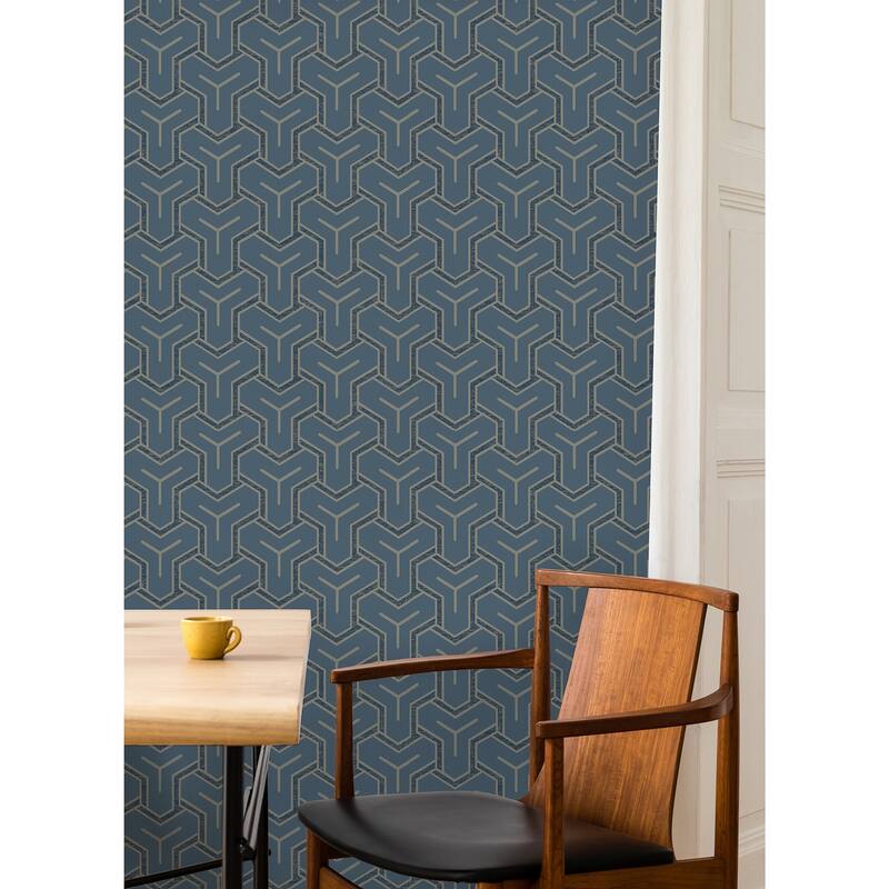 Geometrics Gradignan Gautier Tessellate33' L X 20.9" W Wallpaper Roll - Blue