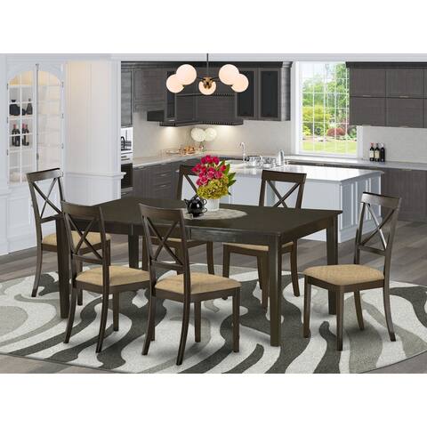 Kitchen Set-Wooden Dining Table and 6 Dinette Chairs in Cappuccino Finish (Chair Seats Option)
