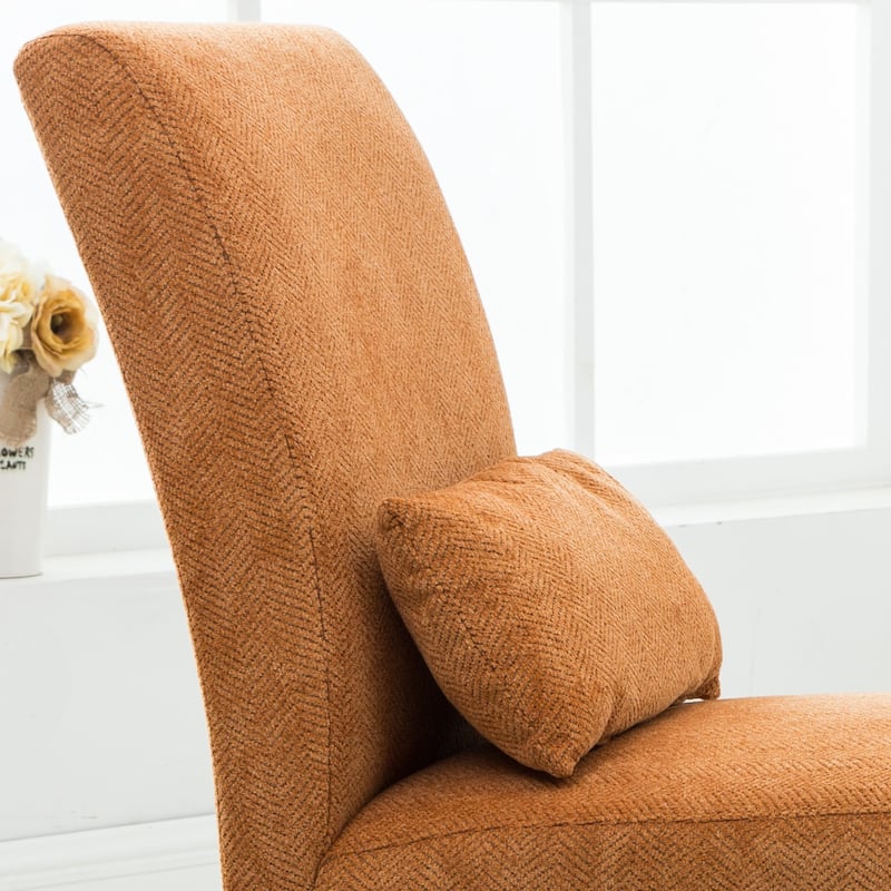 Contemporary Chenille Fabric Armless Accent Chair with Pillow, for Living Room