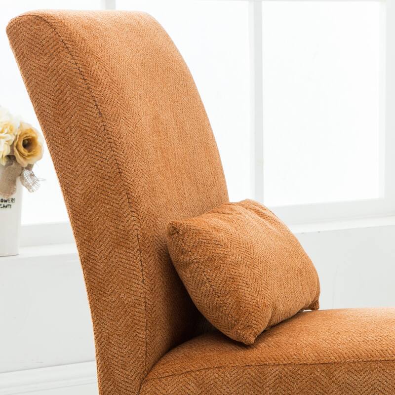 Porch & Den Vista Armless Chenille Accent Chair w/ Kidney Pillow