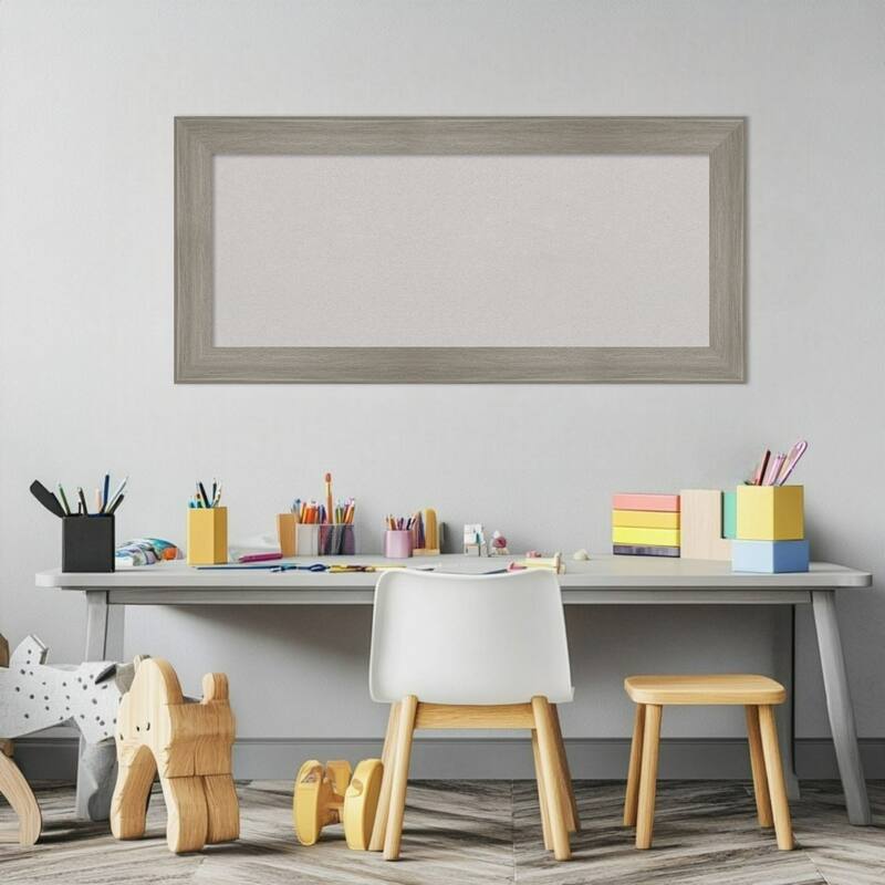Grand Greywash Narrow Framed Cork Board - Bulletin Board, Organization Board, Pin Board