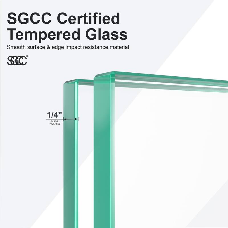 56"-60"W*72" H Semi-Frameless Double Sliding Shower Door, Bypass Shower Door, 1/4" (6mm) Thick SGCC Tempered Glass Door