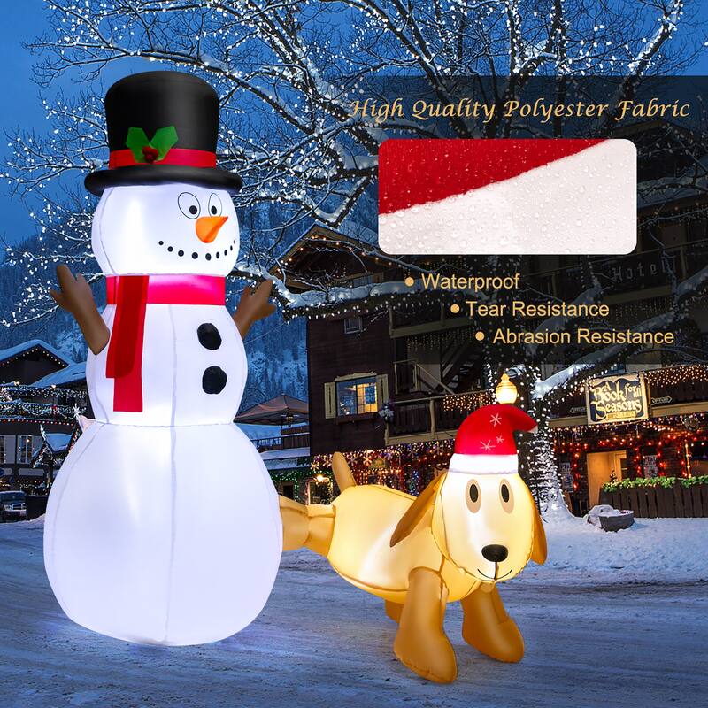 Gymax 6FT Inflatable Christmas Snowman With Dog Holiday Decor w/ - See Details