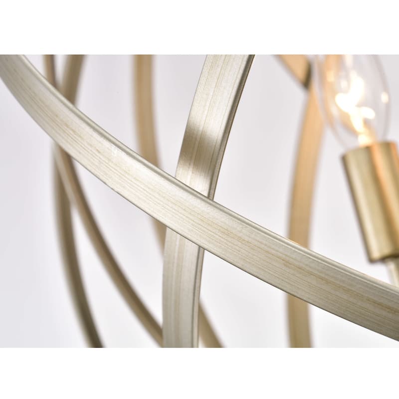 Benita Light Gold with Bronze Tone Metal Large Orb 4-light Chandelier