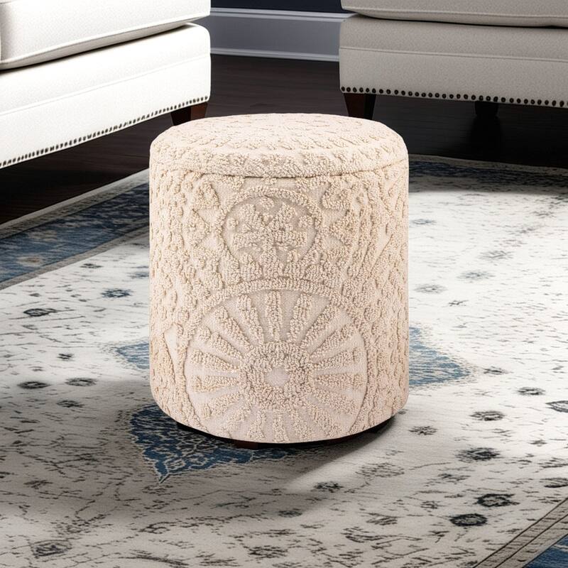 Handwoven Fabric Storage Ottoman
