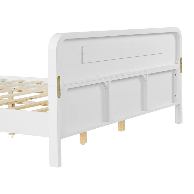 Pine Solid Wood Queen Size Bed, Solid And Stable, No Box Spring Needed