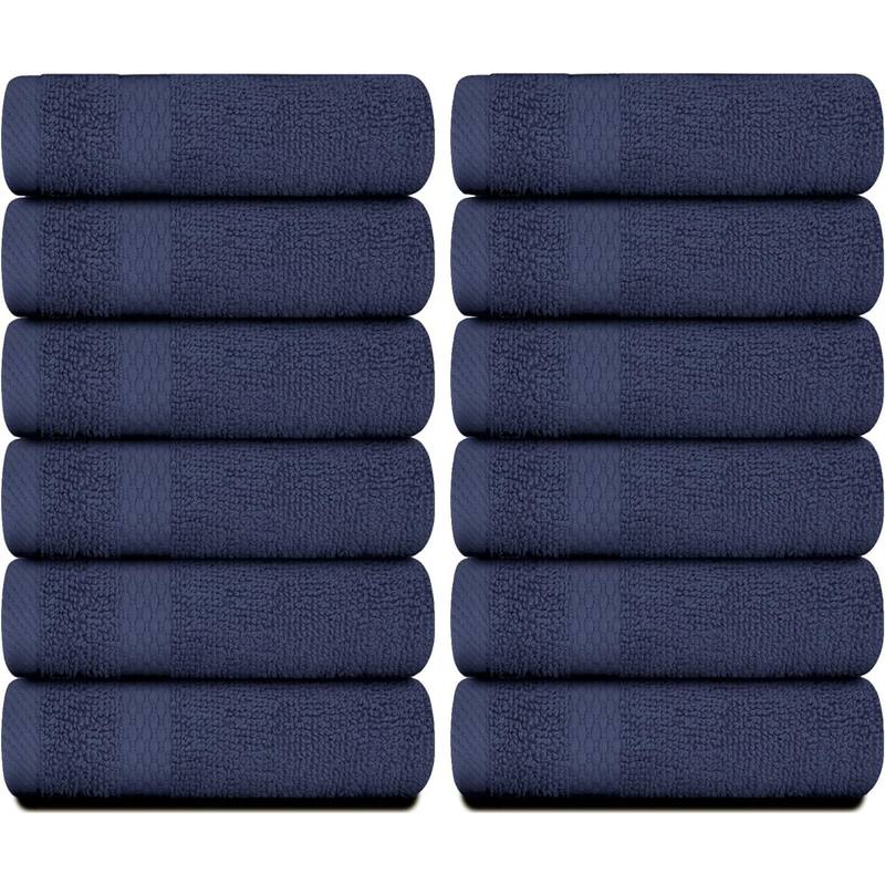 White Classic Luxury Cotton Washcloth 13x13 - Set of 12