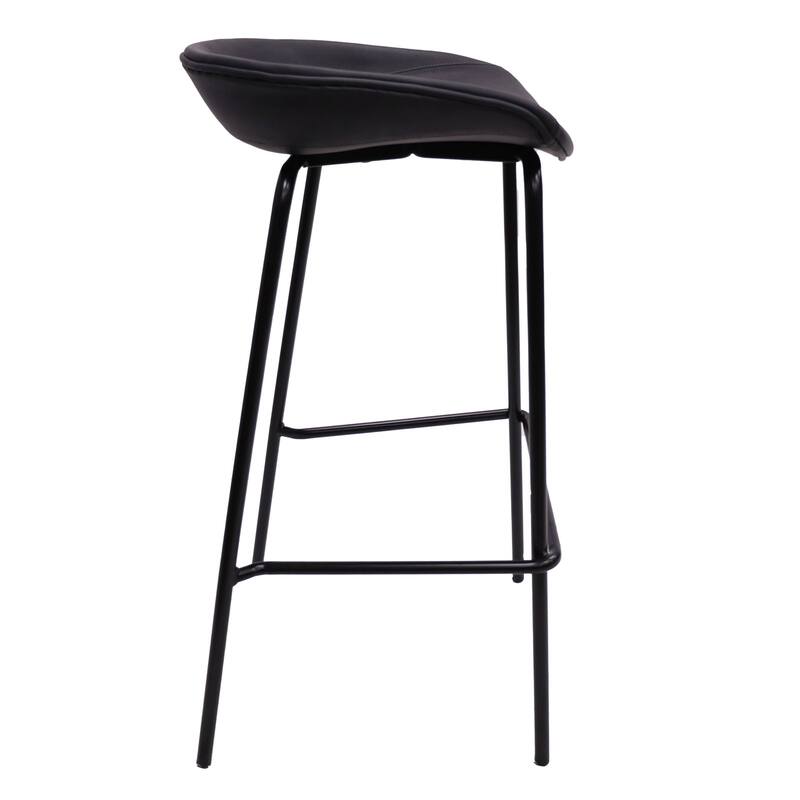 Leather Barstool with Powder-Coated Iron Frame Set of 2 Servos Series