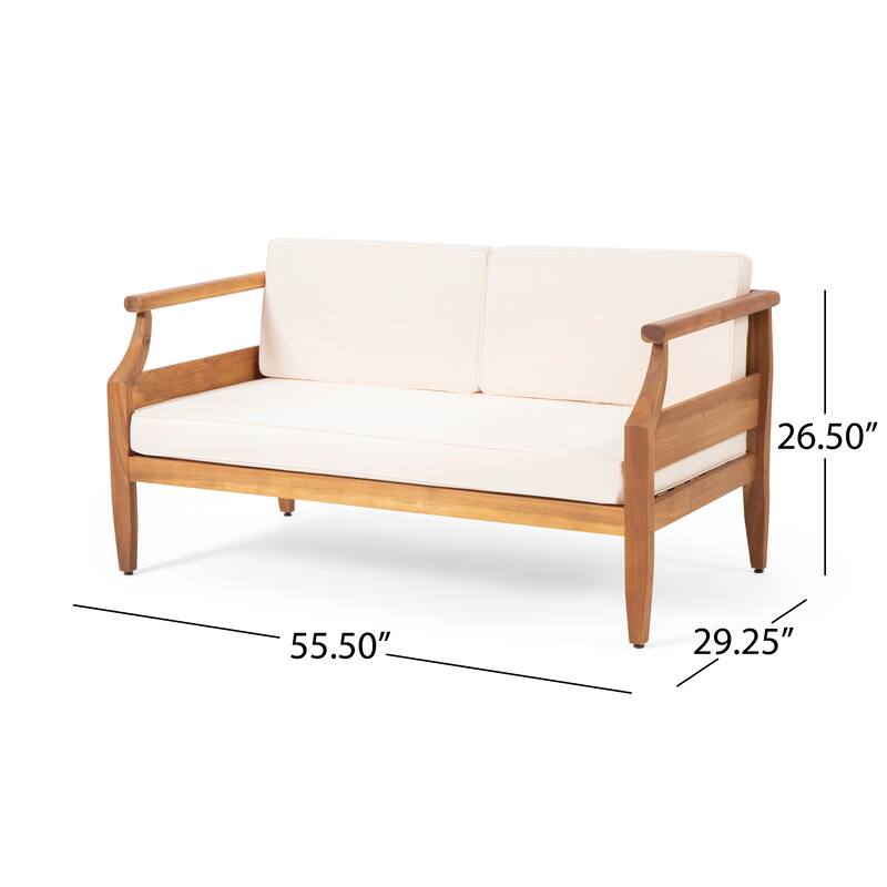 Aston Acacia Wood Outdoor Loveseat Set by Christopher Knight Home