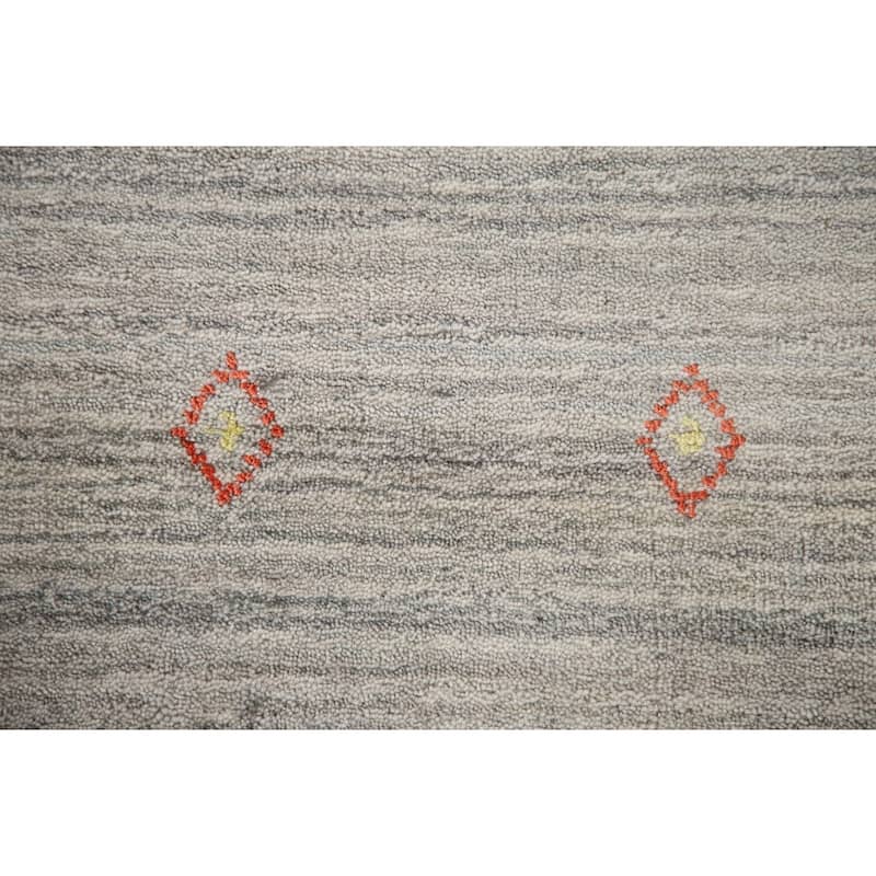 Tribal Gabbeh Indian Area Rug Handmade Beige / Ivory Wool Carpet - 7'9"x 9'8"