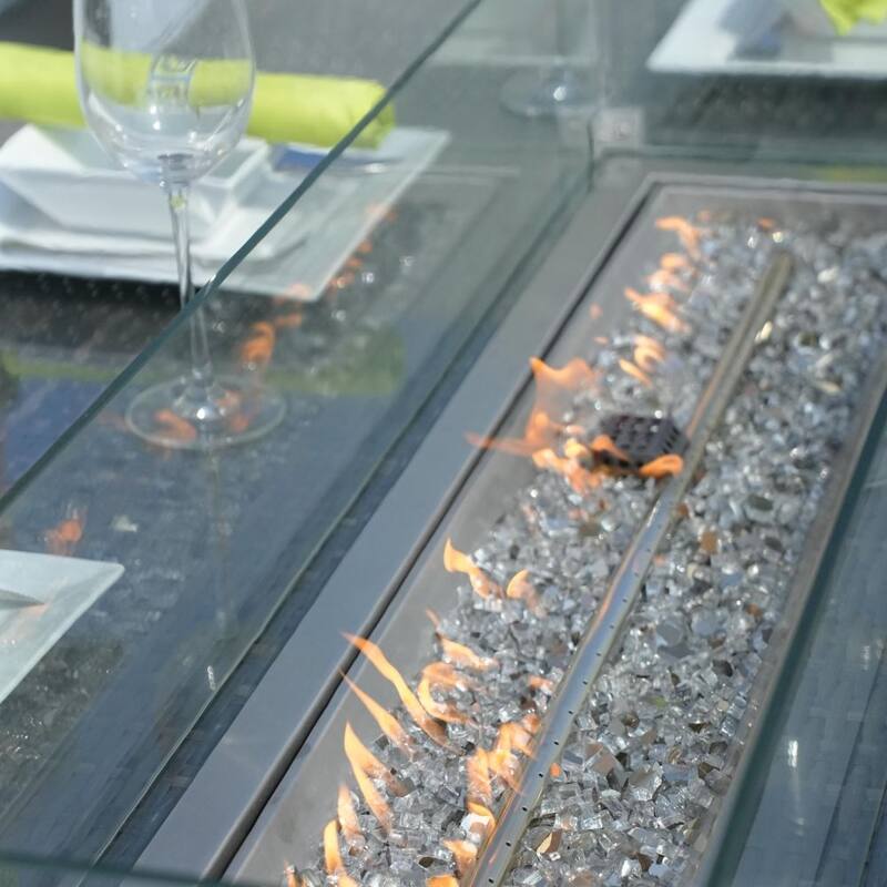 Direct Wicker Ellington Rectangle Gas Firepit Rattan Dining Table