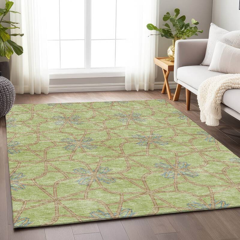 Premium Washable Super Soft Contemporary Tangle Mayfield Rug - Aloe - 3' x 5'