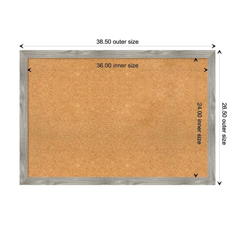 Dove Greywash Square Framed Cork Bulletin Memo Board