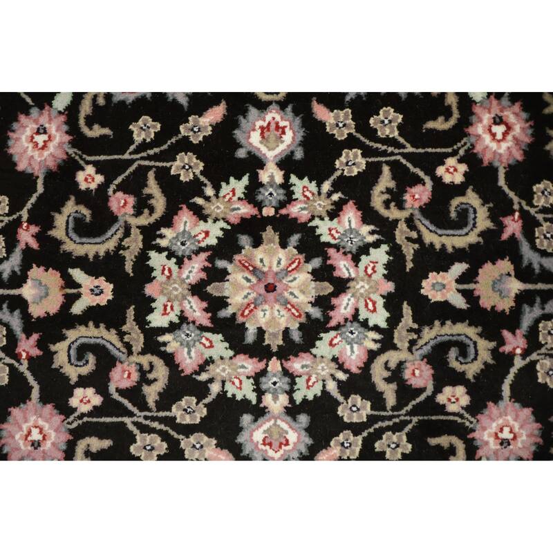 Hand Knotted Oriental 100% Wool Carpet Traditional Traditional Black Kashan Area Rug - 6' 1'' X 4' 0''